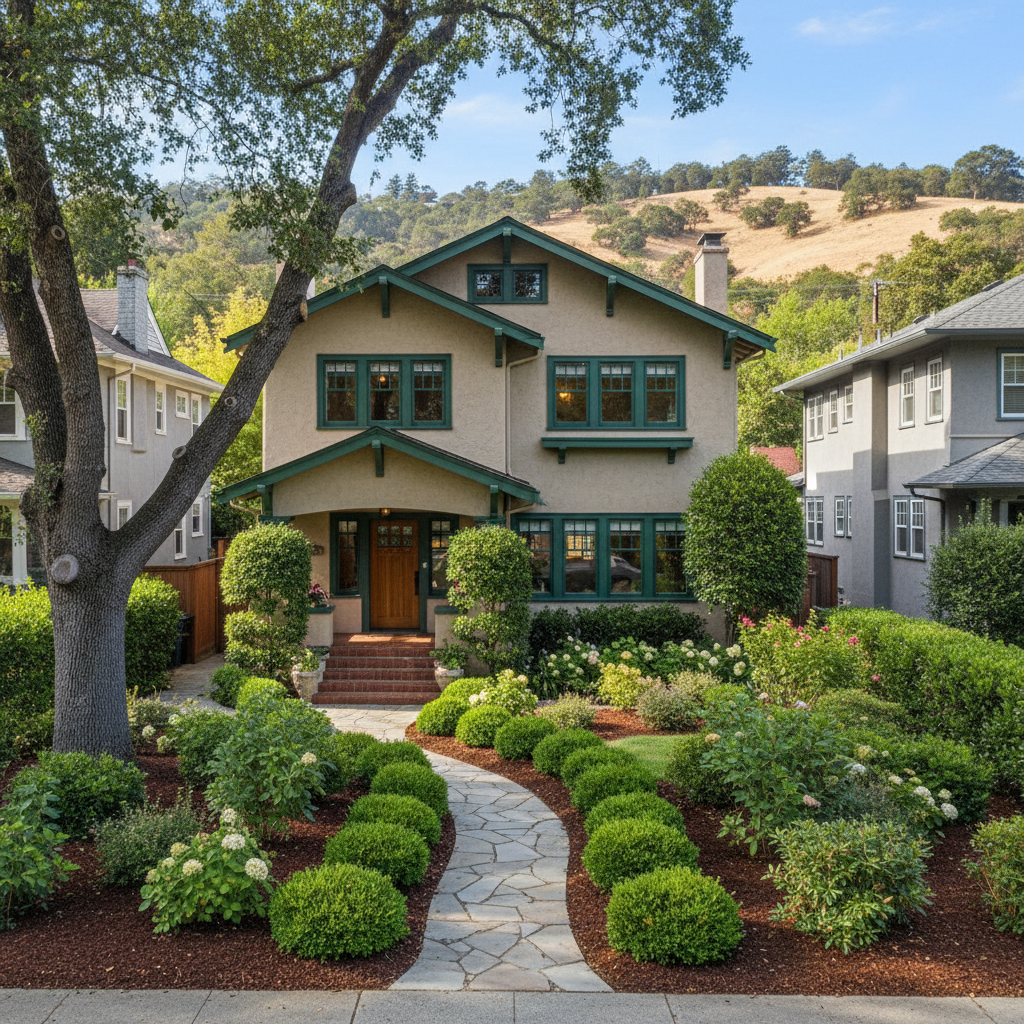 Completed shrub & bush trimming work at a residential property in Oakland, CA