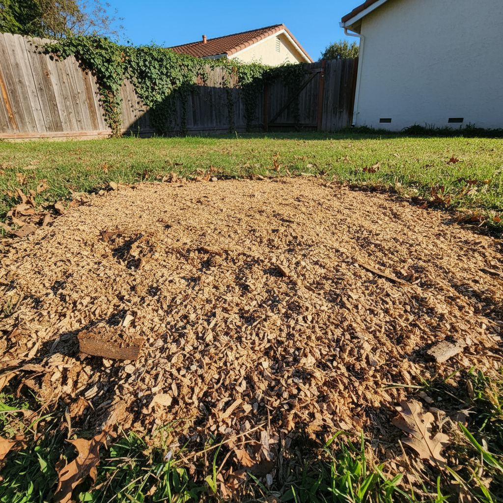 Completed stump grinding & removal work at a residential property in San Leandro, CA