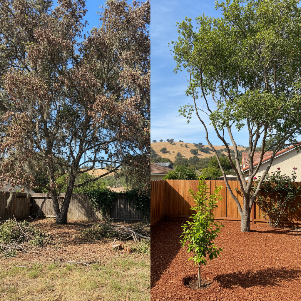 Completed tree health & care work at a residential property in San Leandro, CA
