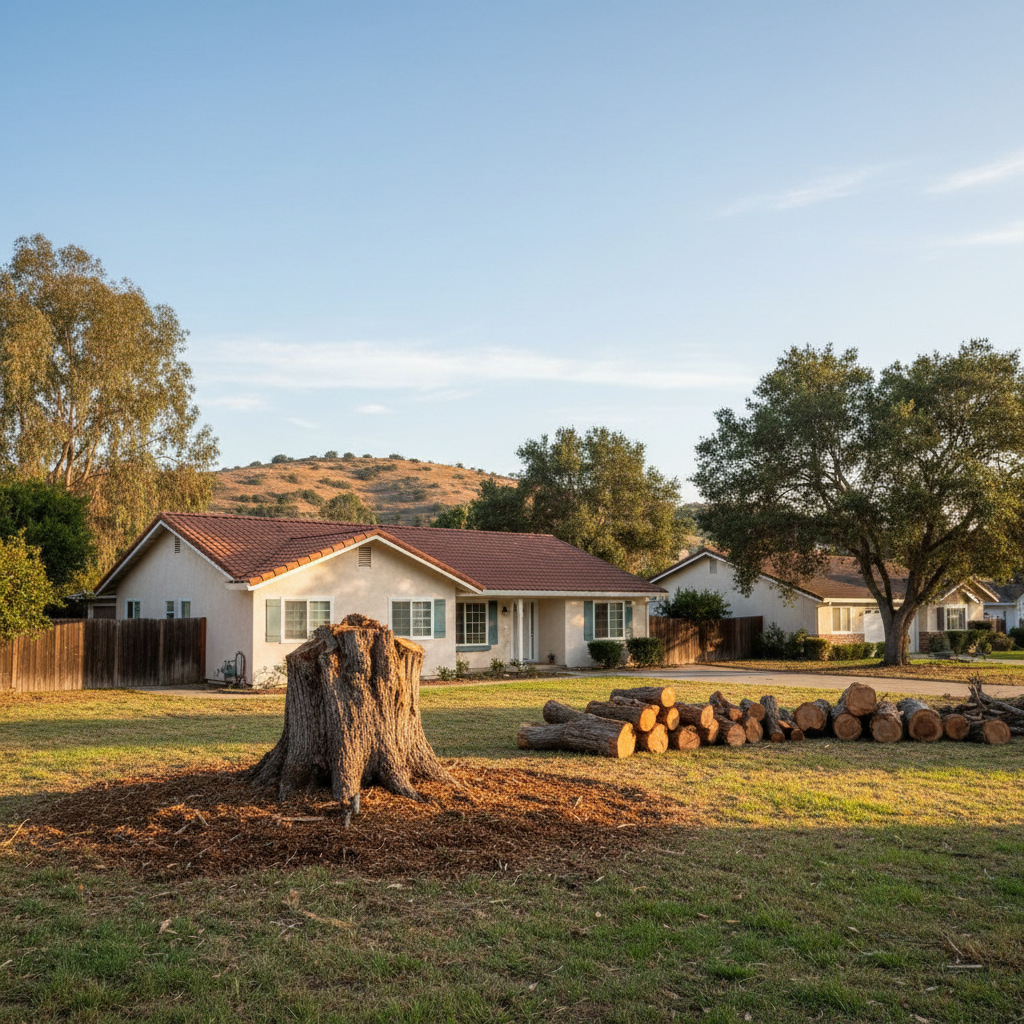 Completed emergency tree removal work at a residential property in Hayward, CA