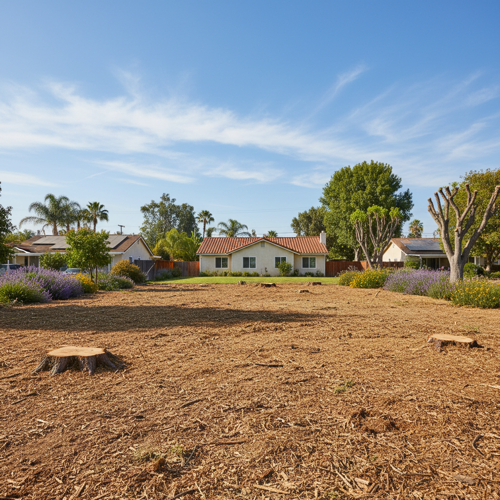 Completed lot clearing work at a residential property in Garden Grove, CA