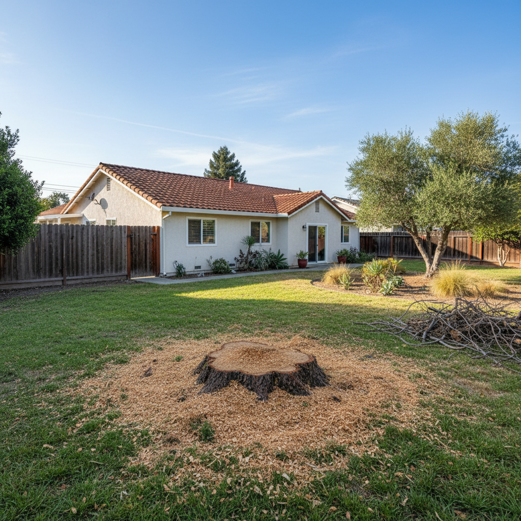 Completed tree removal work at a residential property in San Leandro, CA