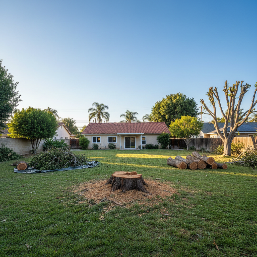 Completed tree removal work at a residential property in Hawthorne, CA