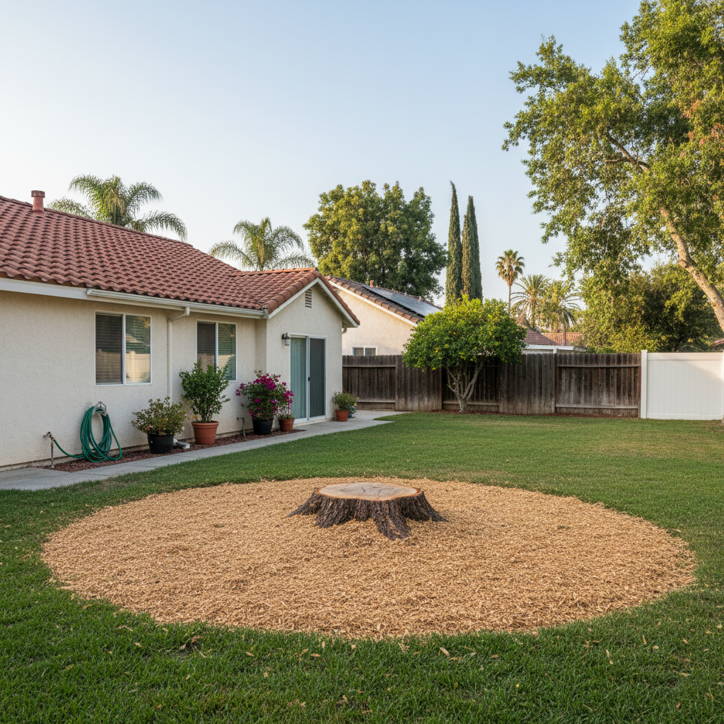 Completed tree removal work at a residential property in Garden Grove, CA