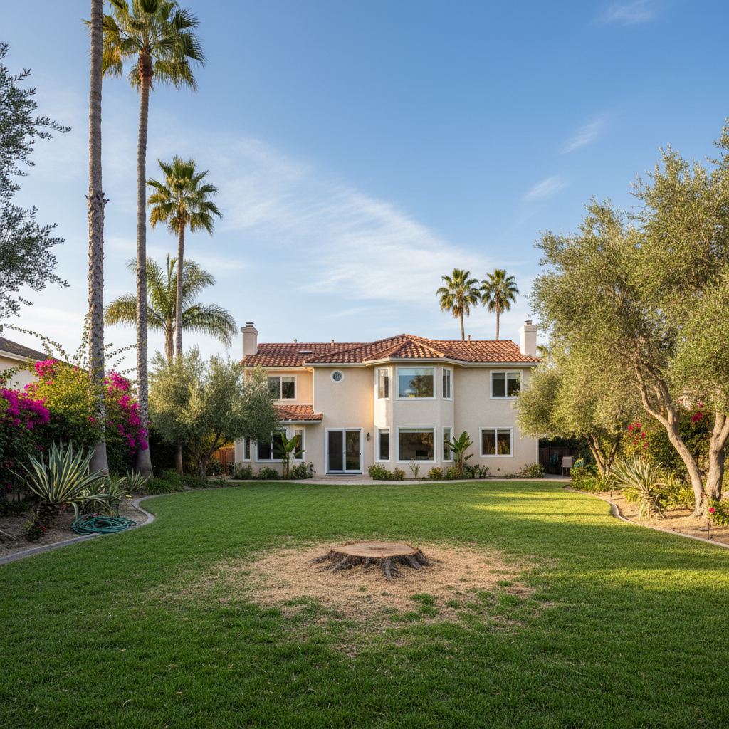 Completed tree removal work at a residential property in Newport Beach, CA