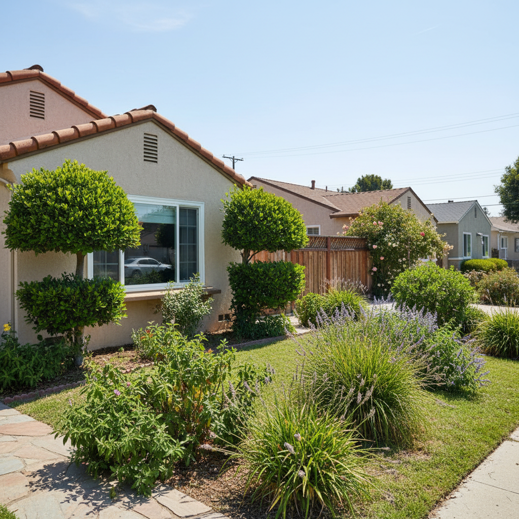 Completed shrub & bush trimming work at a residential property in Hawthorne, CA