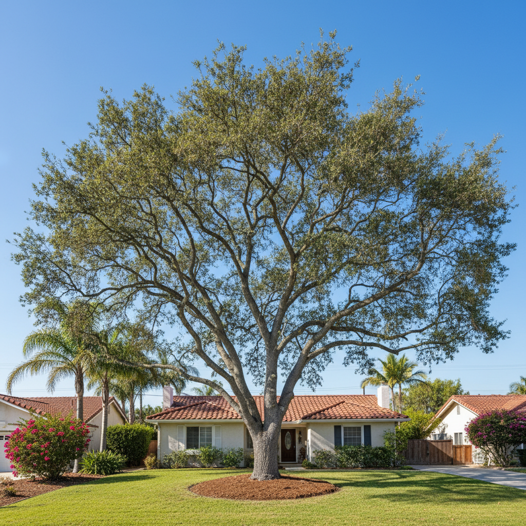 Completed tree trimming work at a residential property in Newport Beach, CA