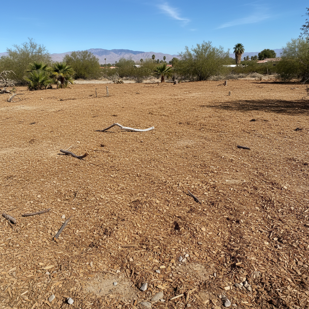 Completed lot clearing work at a residential property in Desert Hot Springs, CA