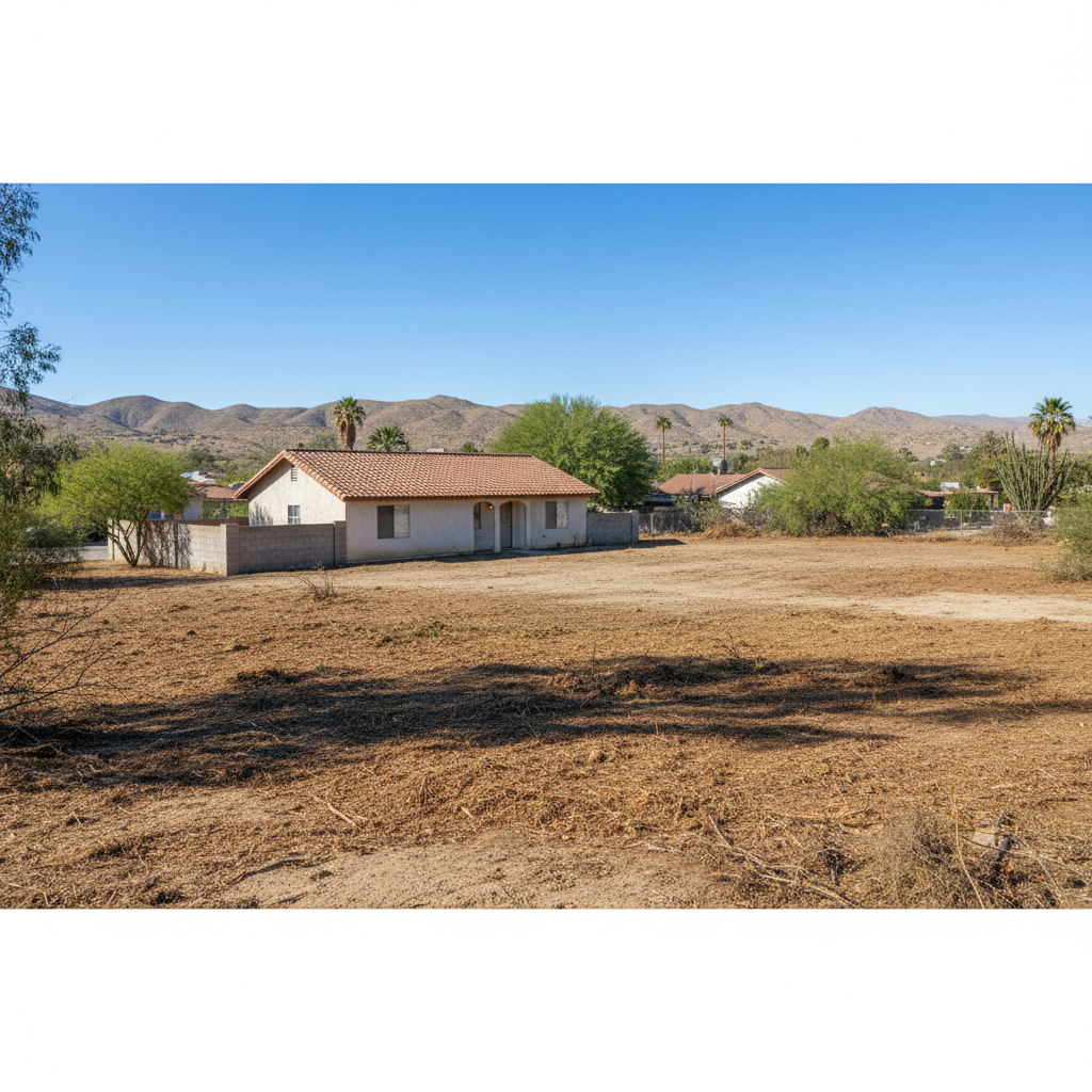 Completed land clearing work at a residential property in Desert Hot Springs, CA