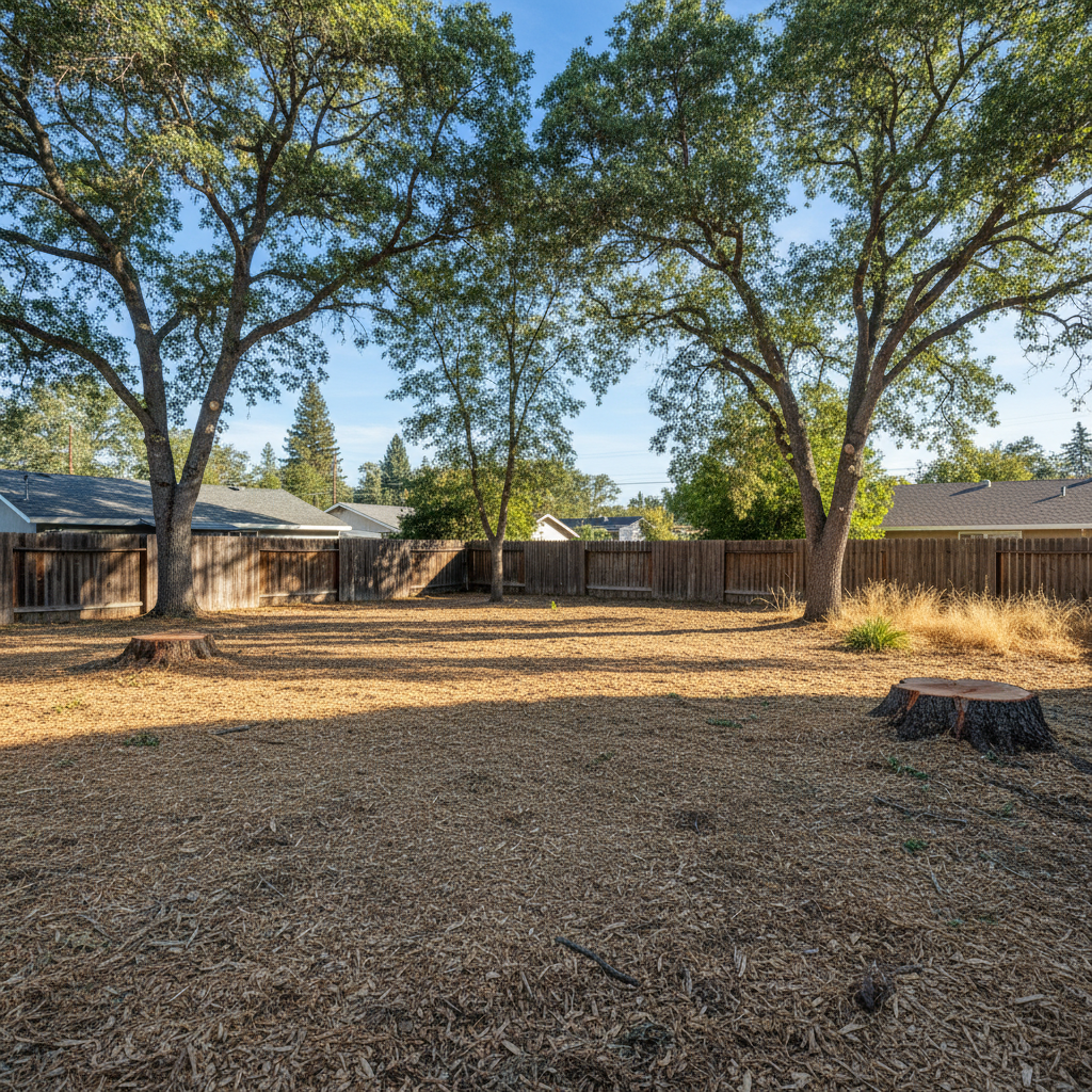 Completed lot clearing work at a residential property in Davis, CA
