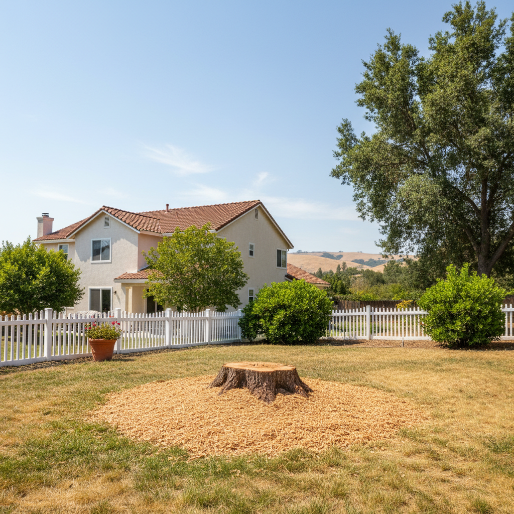Completed tree removal work at a residential property in Fairfield, CA
