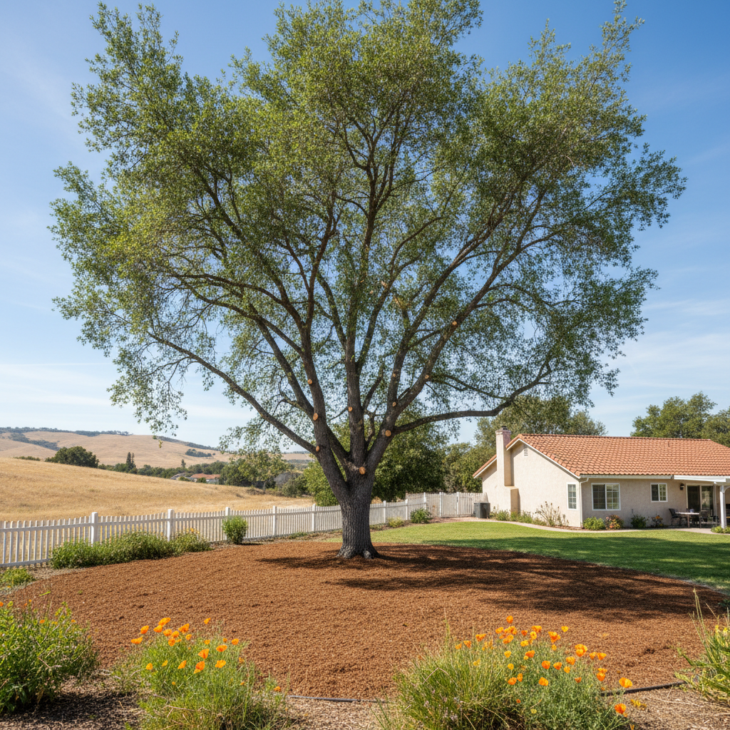 Completed tree trimming work at a residential property in Davis, CA