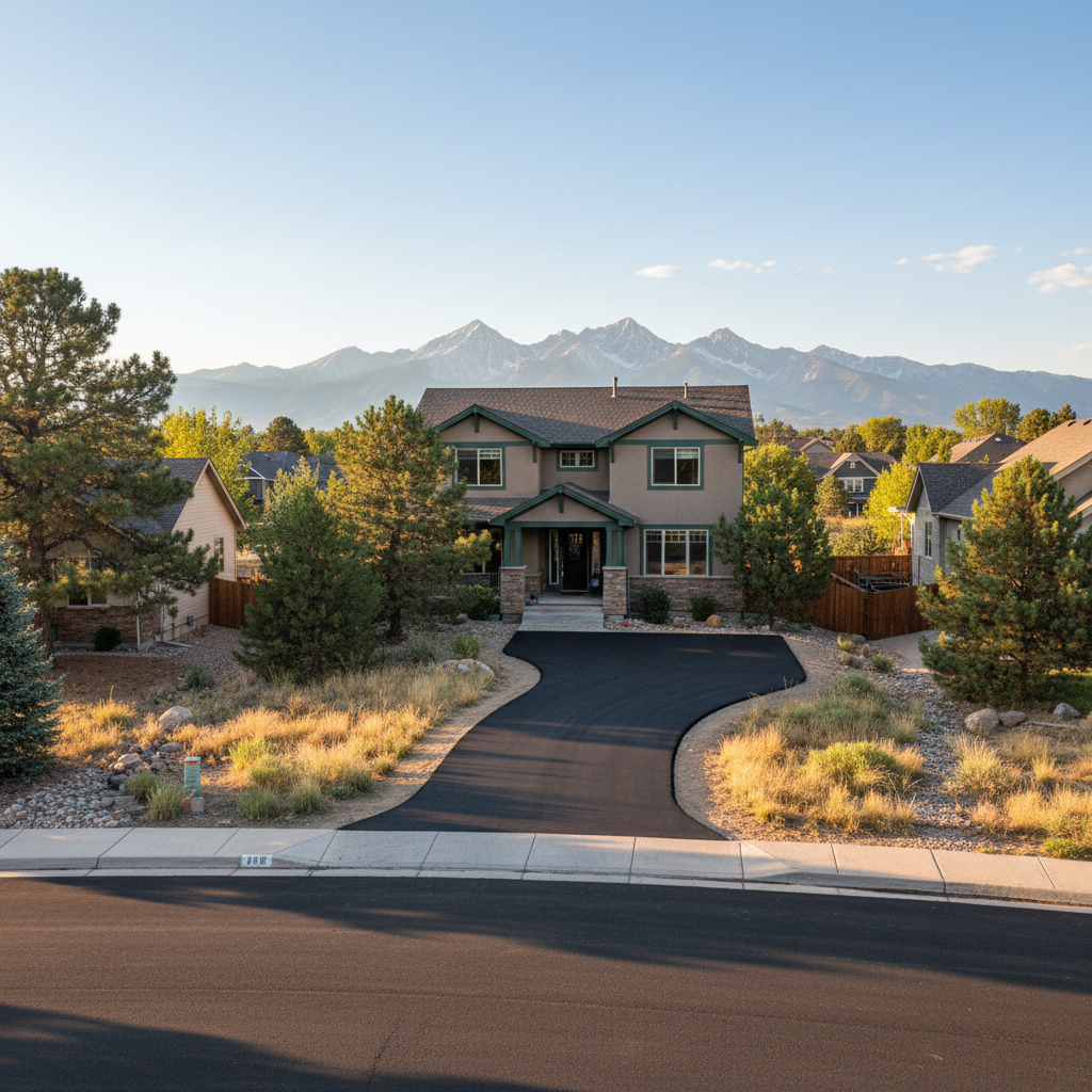 Completed driveway paving work at a residential property in Denver, CO