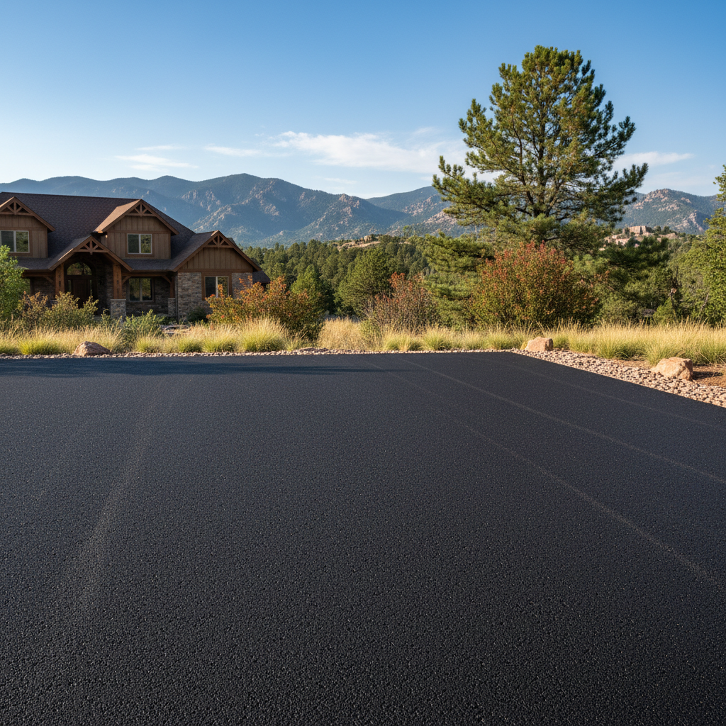 Completed parking lot paving work at a residential property in Denver, CO