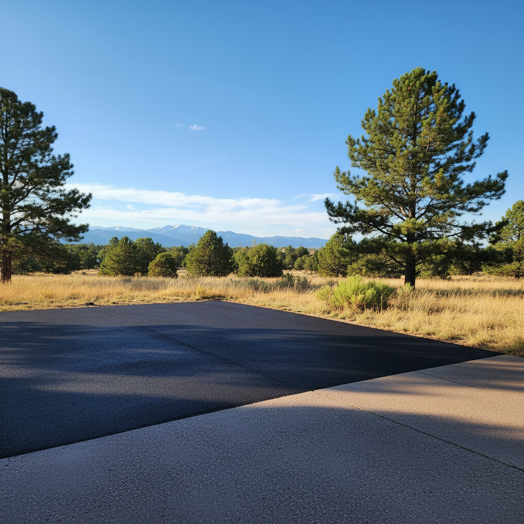 Completed asphalt patching work at a residential property in Aurora, CO