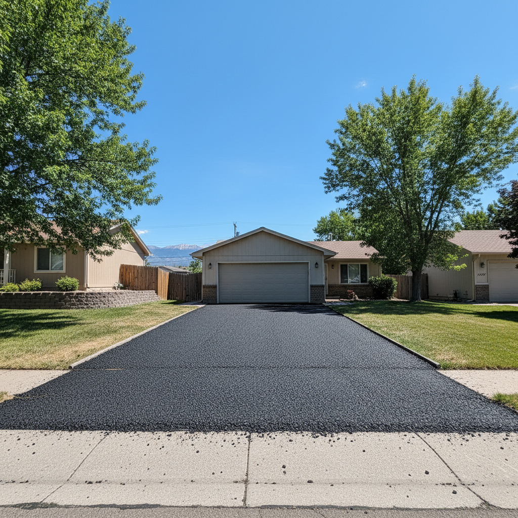 Completed asphalt milling work at a residential property in Aurora, CO