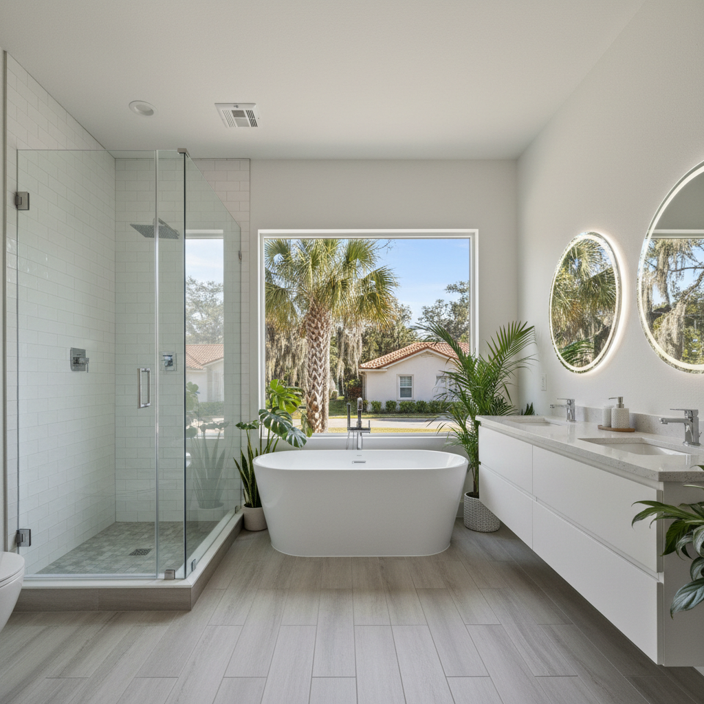Completed bathroom remodel work at a residential property in Panama City, FL