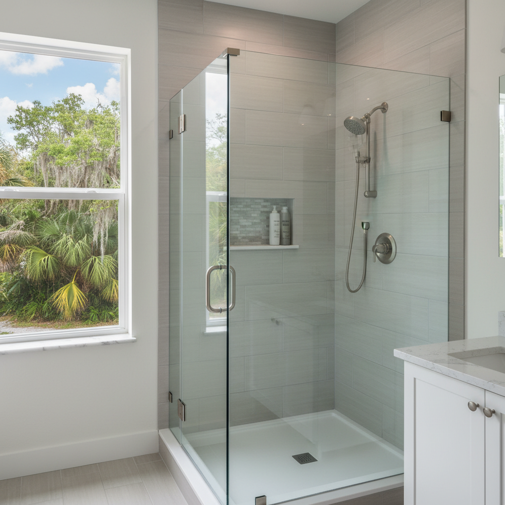Completed shower replacement work at a residential property in Panama City, FL
