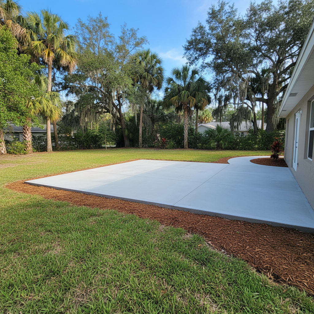 Completed concrete flatwork work at a residential property in Lehigh Acres, FL
