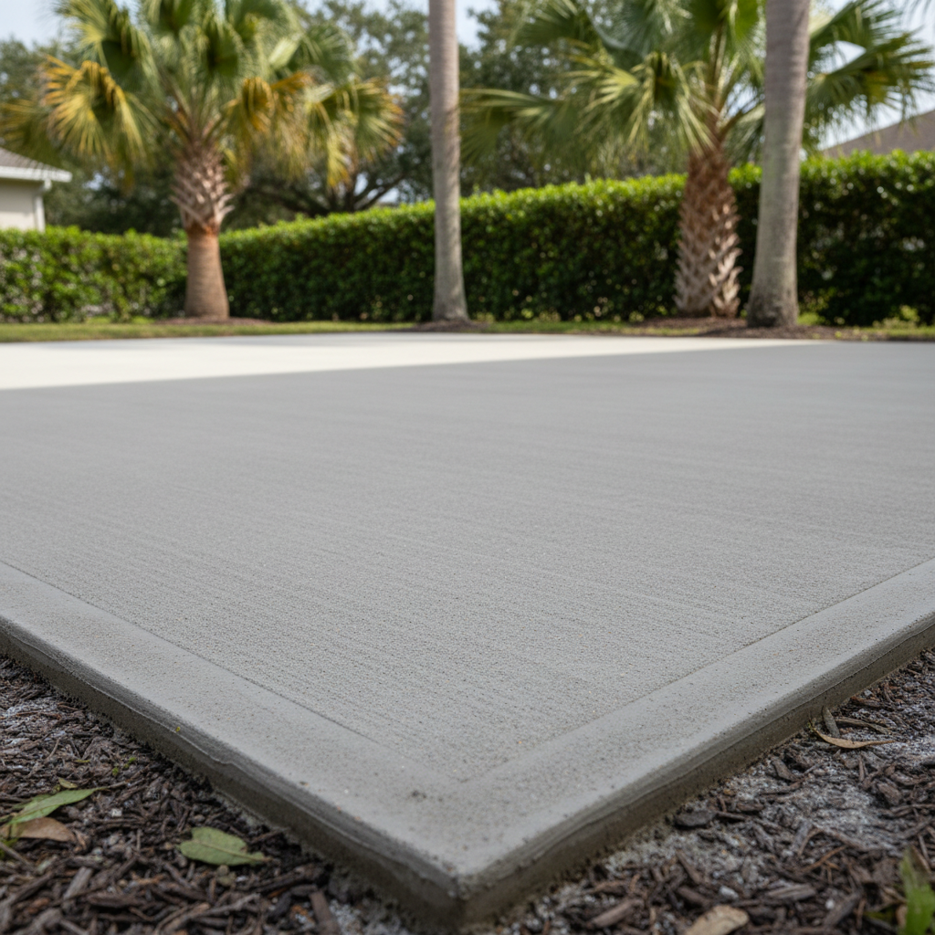 Completed concrete flatwork work at a residential property in Lehigh Acres, FL