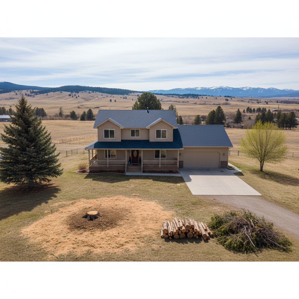 Completed tree removal work at a residential property in Great Falls, MT
