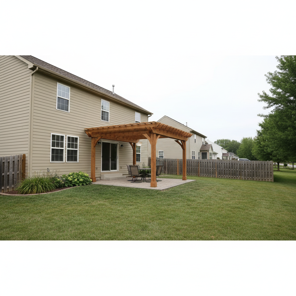 Completed pergola construction work at a residential property in Zanesville, OH