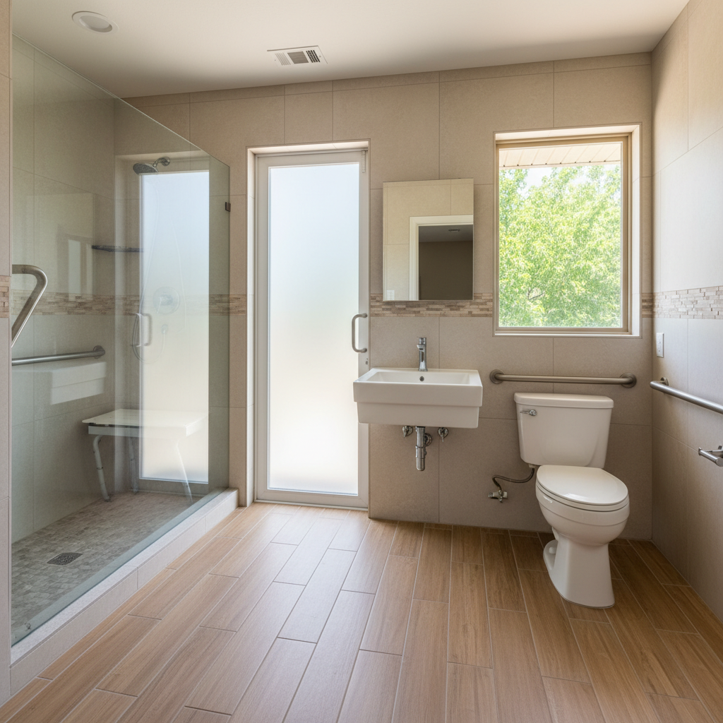 Completed handicap accessible bathrooms work at a residential property in Jenks, OK
