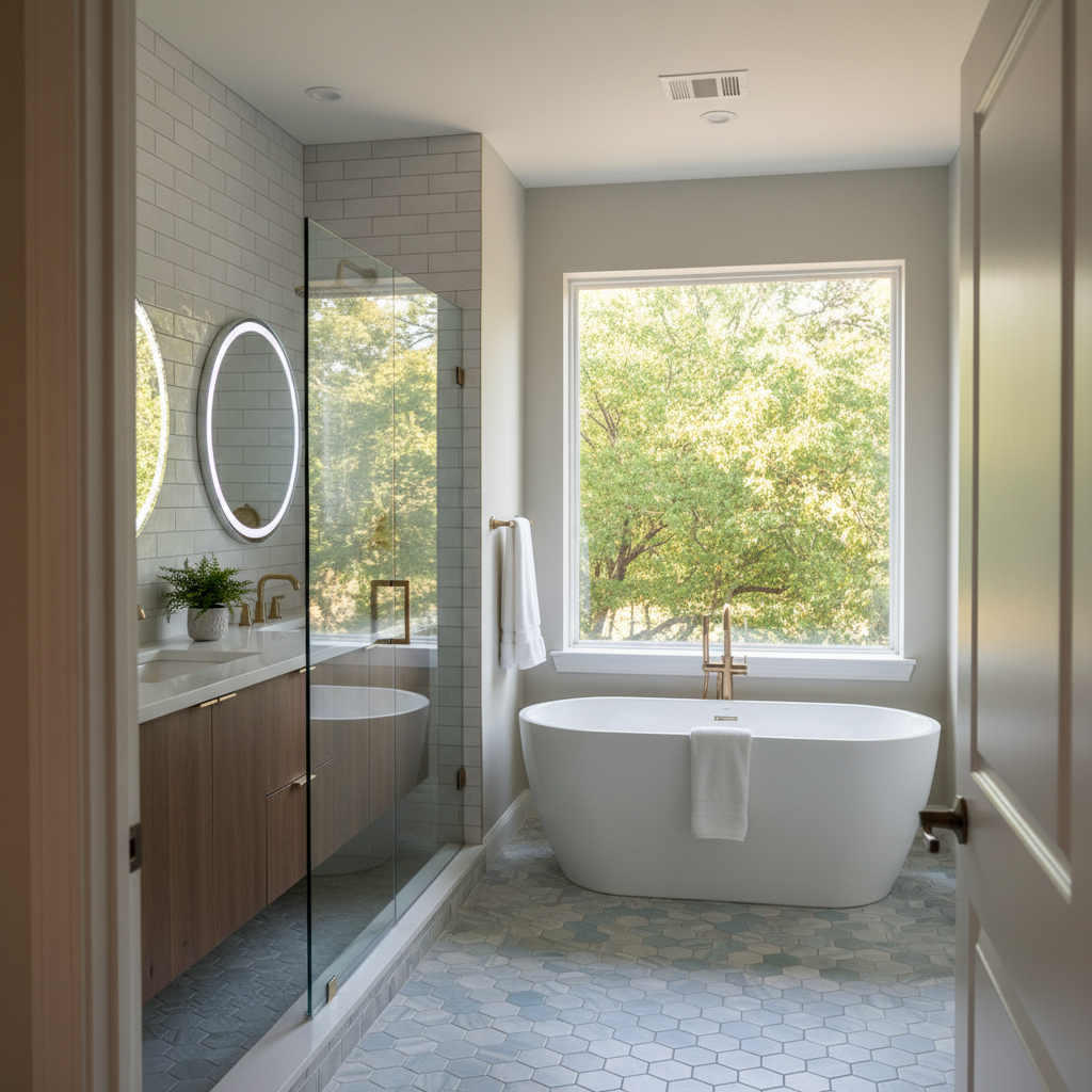 Completed bathroom modernization work at a residential property in Jenks, OK