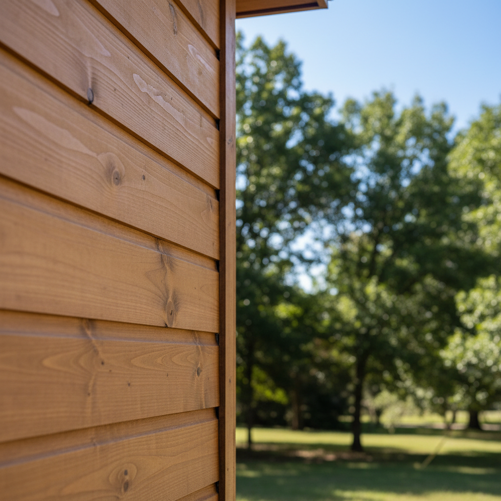 Completed wooden siding work at a residential property in Moore, OK