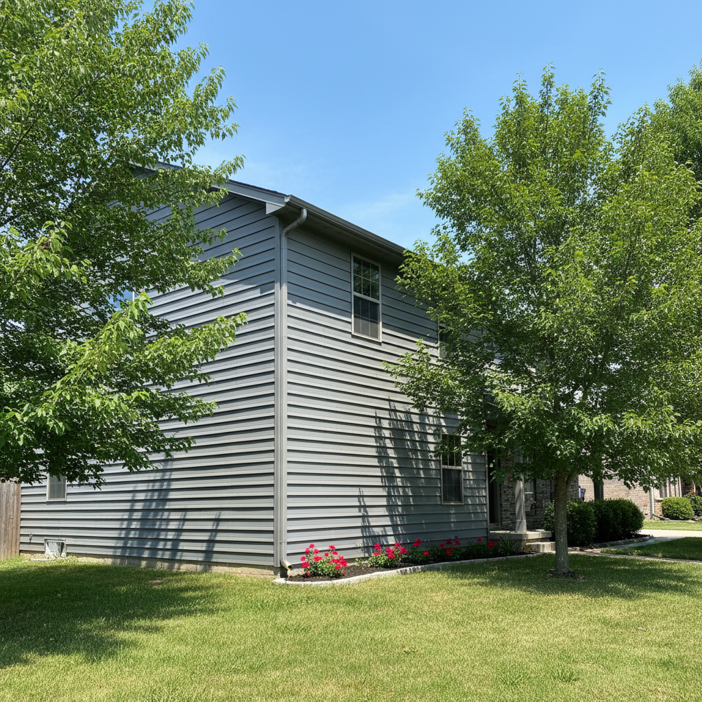 Completed metal siding work at a residential property in Moore, OK
