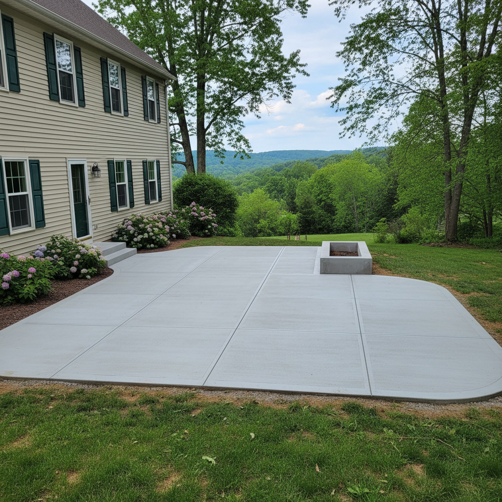 Completed concrete flatwork work at a residential property in Macungie, PA