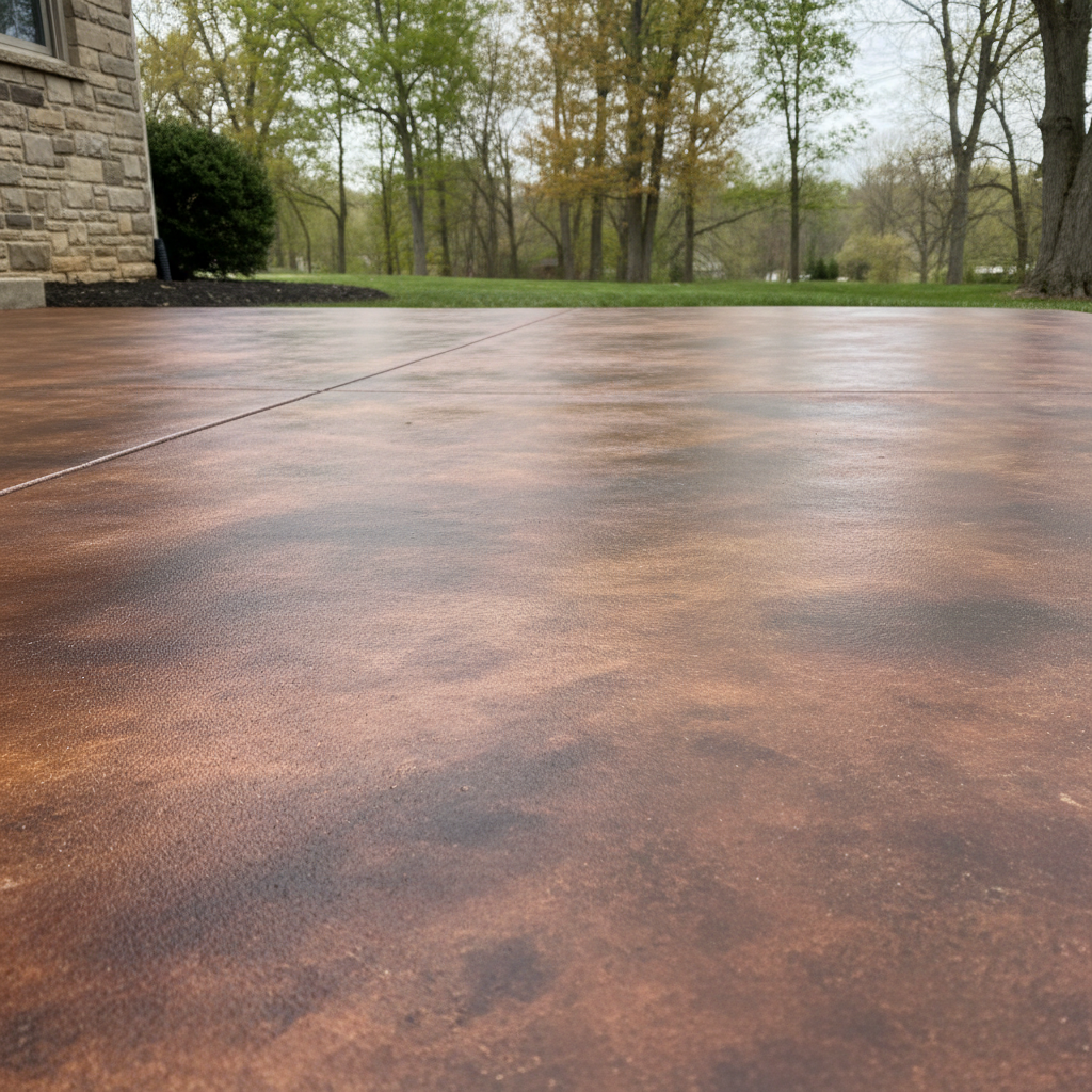 Completed concrete staining work at a residential property in Macungie, PA