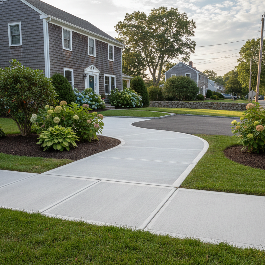 Completed concrete repair work at a residential property in Barrington, RI