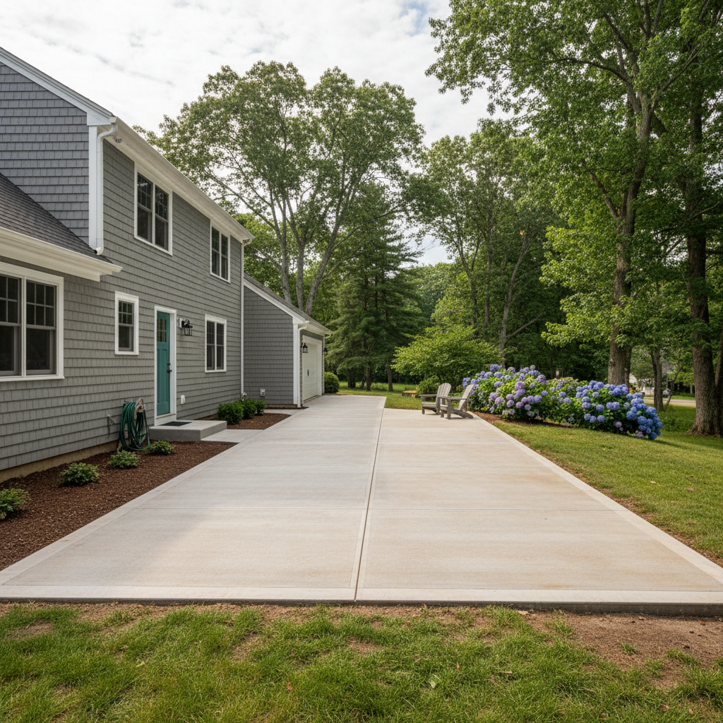 Completed concrete flatwork work at a residential property in Pawtucket, RI
