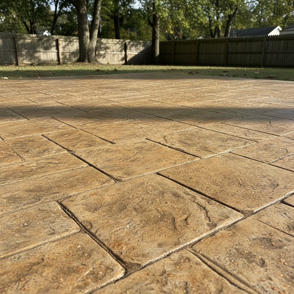 Completed concrete patios work at a residential property in Cranston, RI