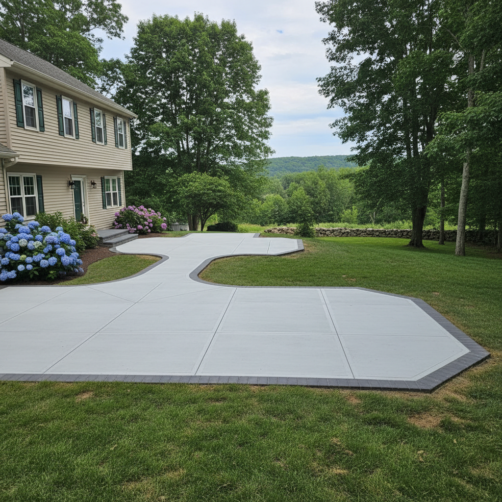 Completed concrete installation work at a residential property in Cranston, RI