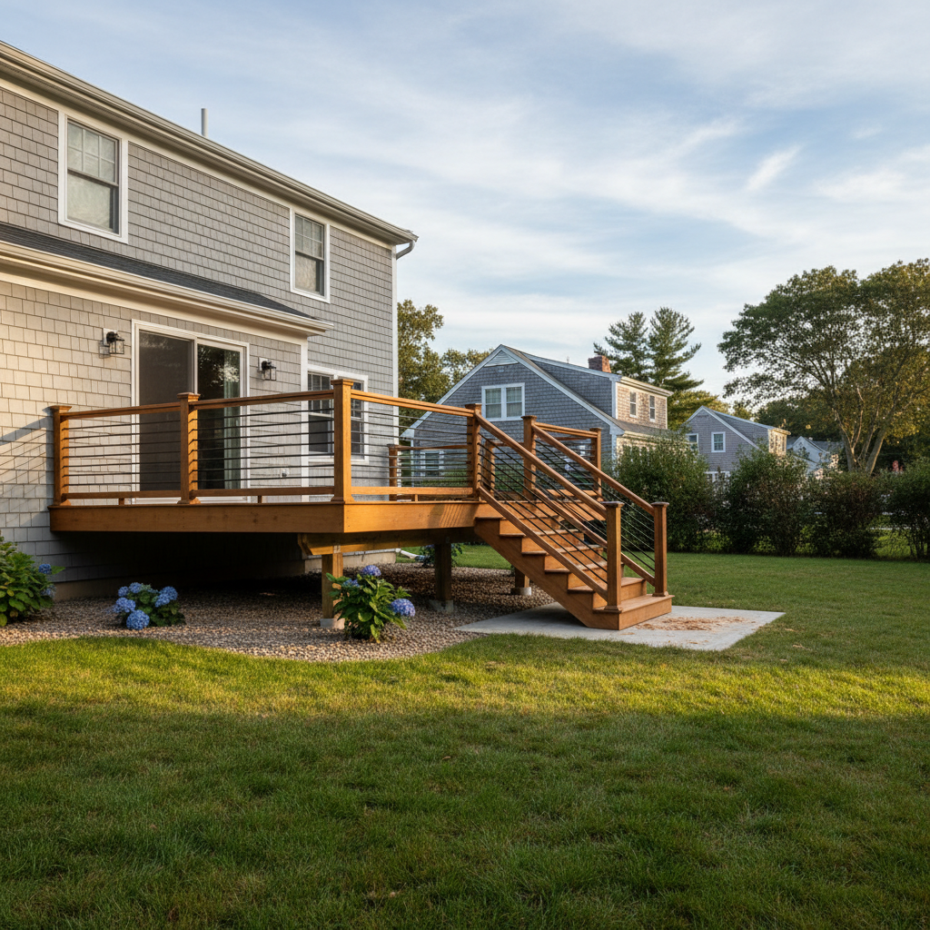 Completed wooden decks work at a residential property in Warwick, RI