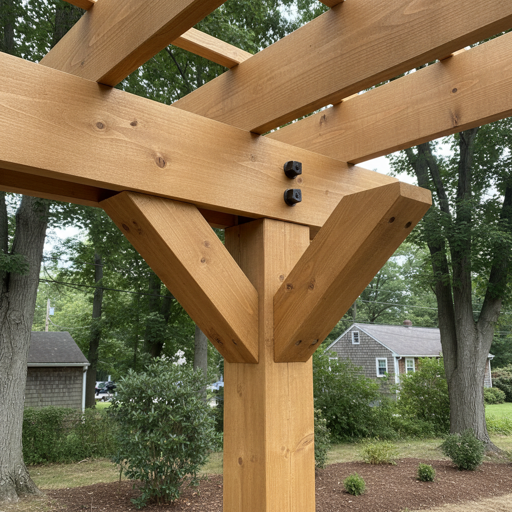 Completed pergola construction work at a residential property in Cranston, RI