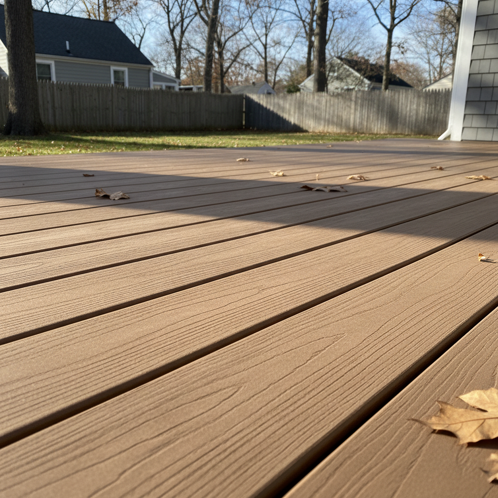 Completed composite decks work at a residential property in Warwick, RI
