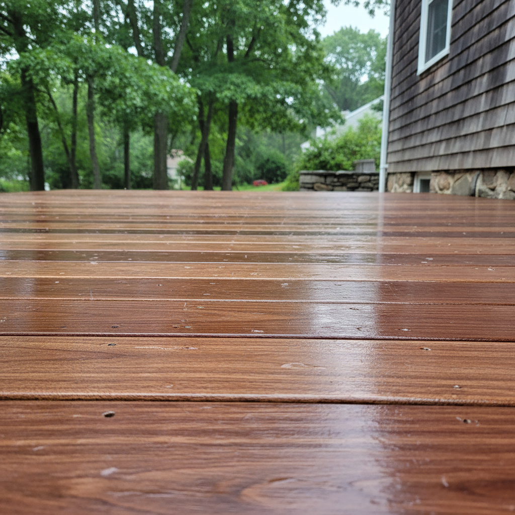 Completed deck construction work at a residential property in Warwick, RI