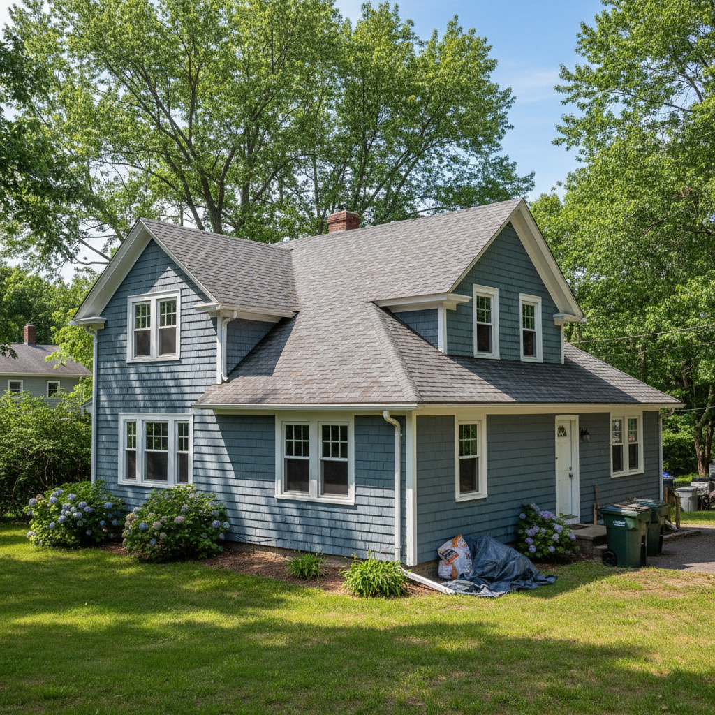 Completed roof repair work at a residential property in Providence, RI