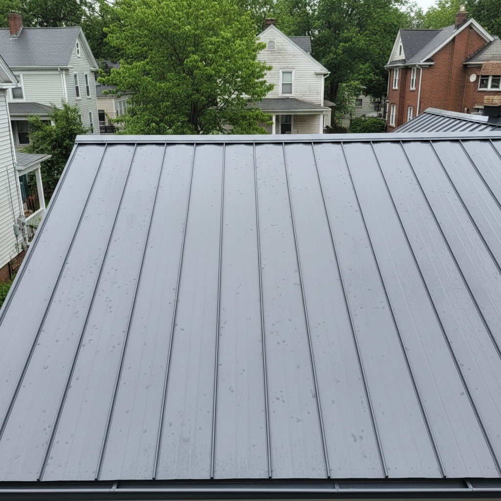 Completed metal roofing work at a residential property in Providence, RI