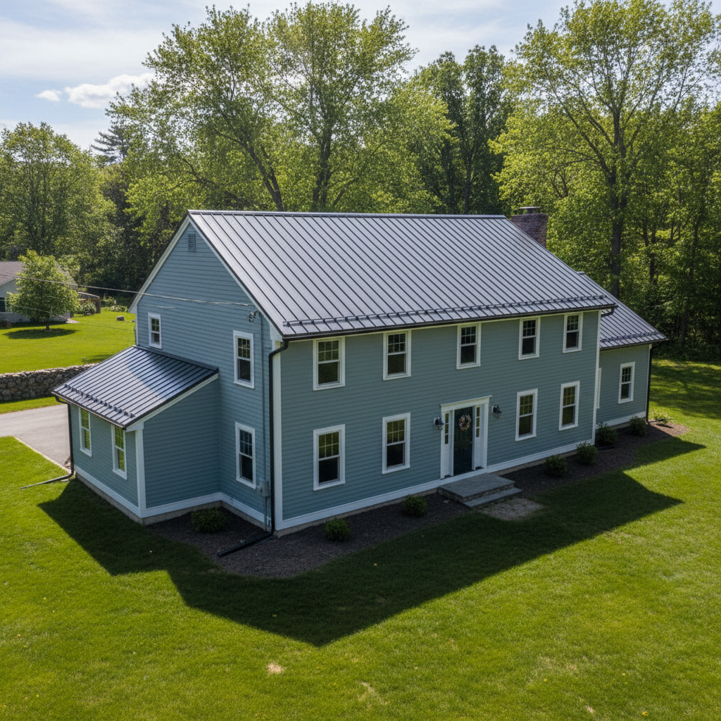 Completed metal roofing work at a residential property in North Providence, RI