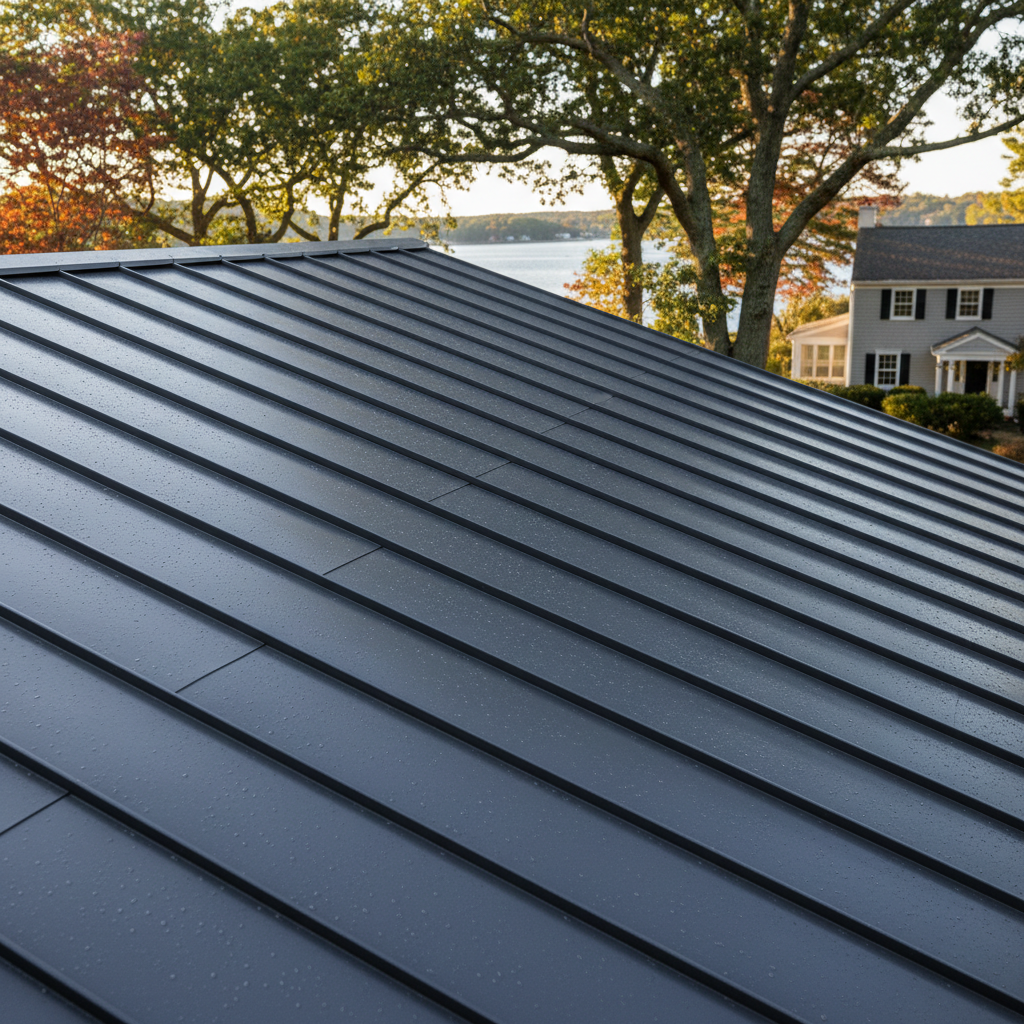 Completed metal roofing work at a residential property in Barrington, RI