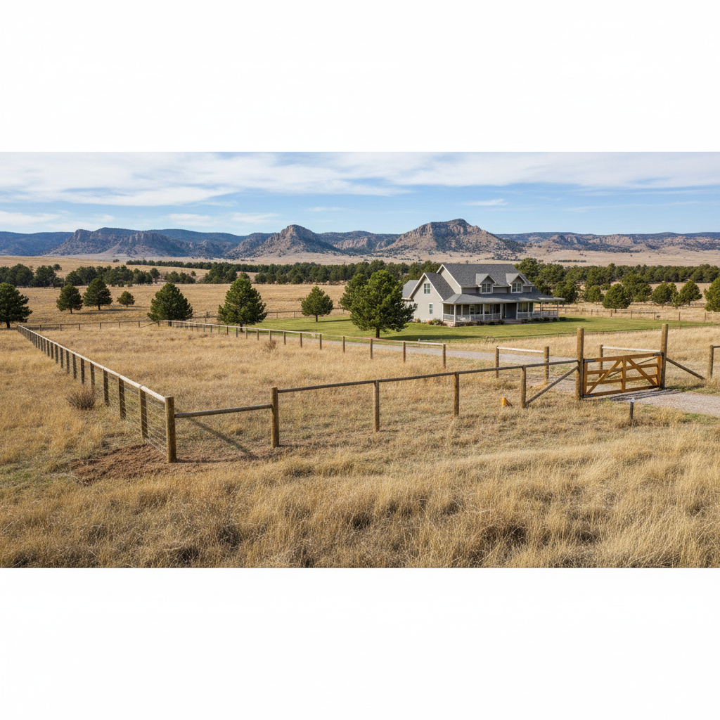 Completed farm fencing work at a residential property in Rapid City, SD