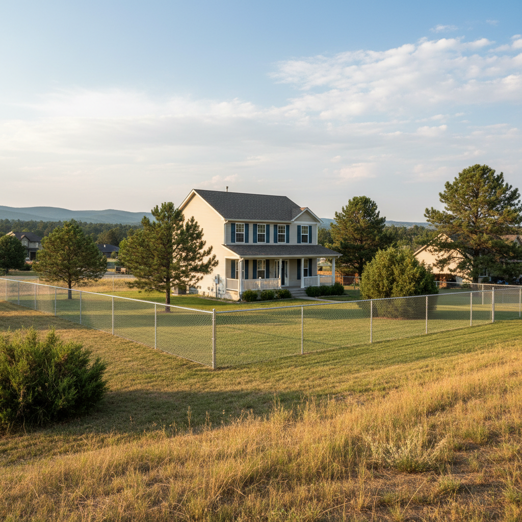 Completed chain link fence installation work at a residential property in Rapid City, SD