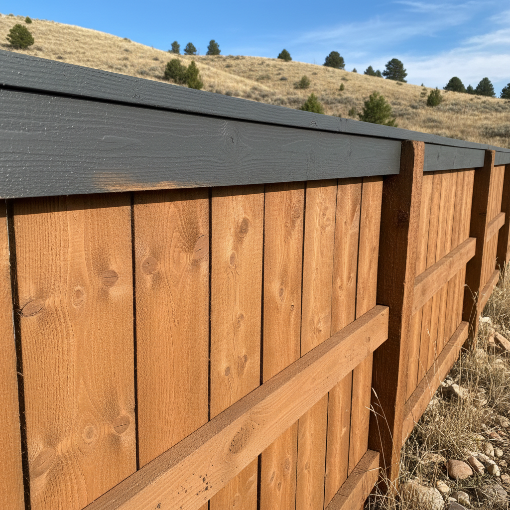 Completed fence staining and painting work at a residential property in Rapid City, SD