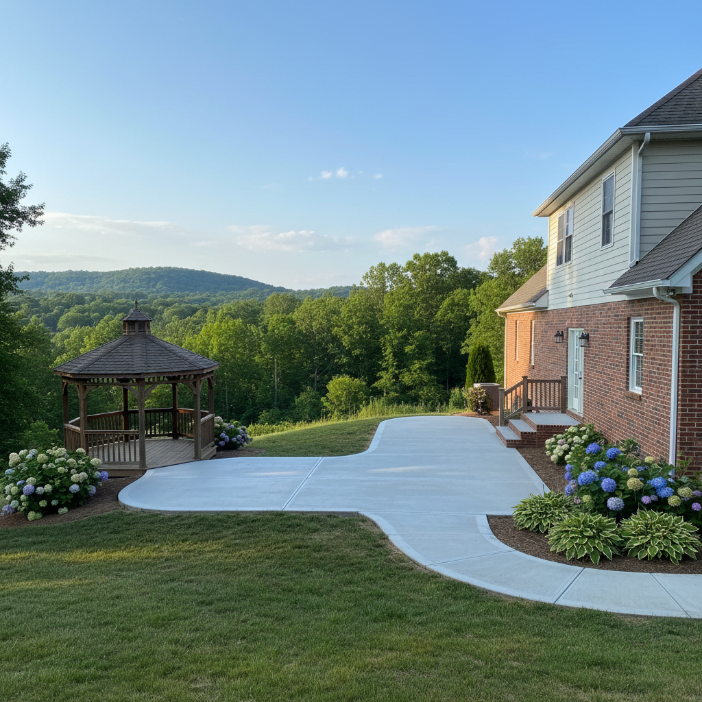Completed concrete flatwork work at a residential property in Maryville, TN