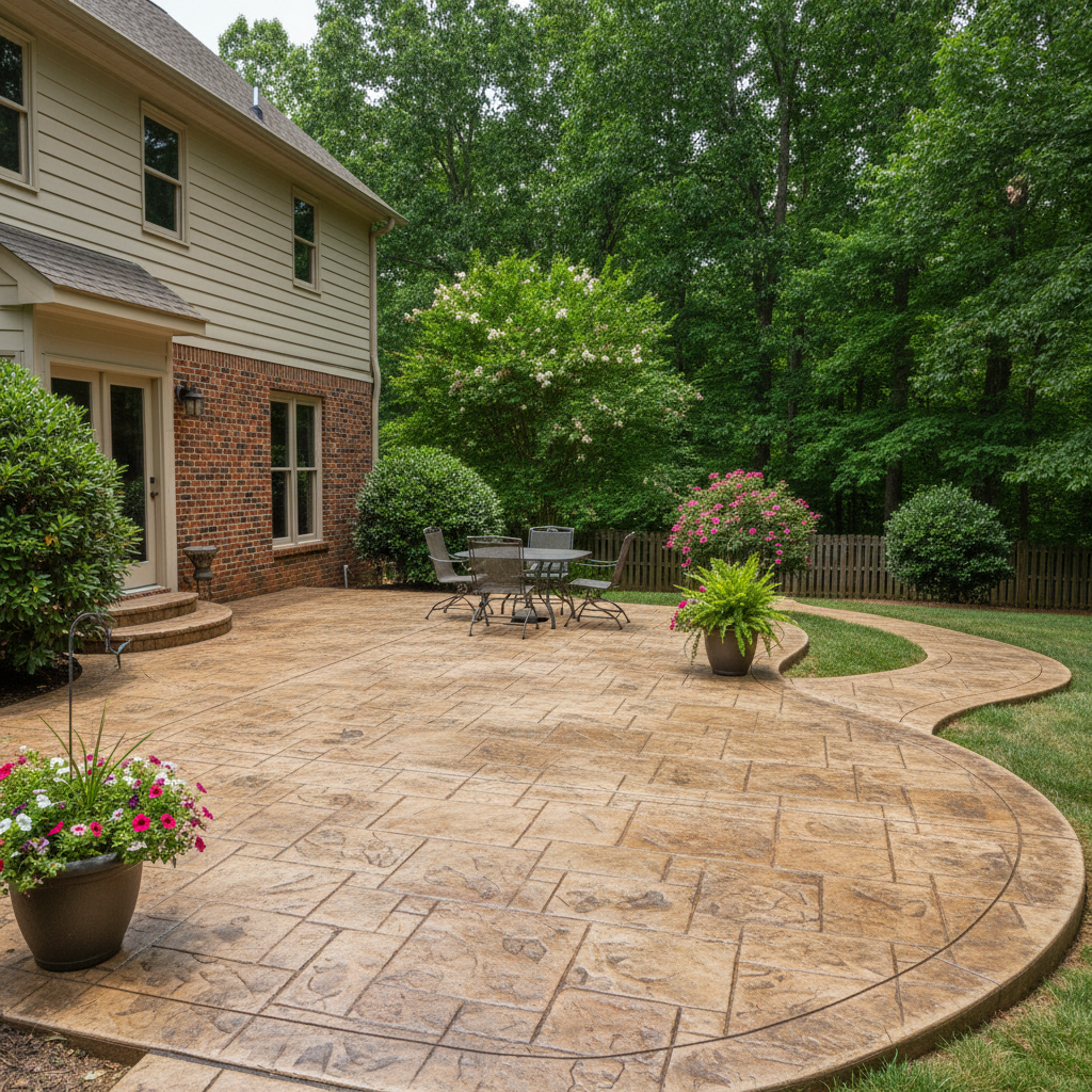 Completed stamped concrete work at a residential property in Maryville, TN