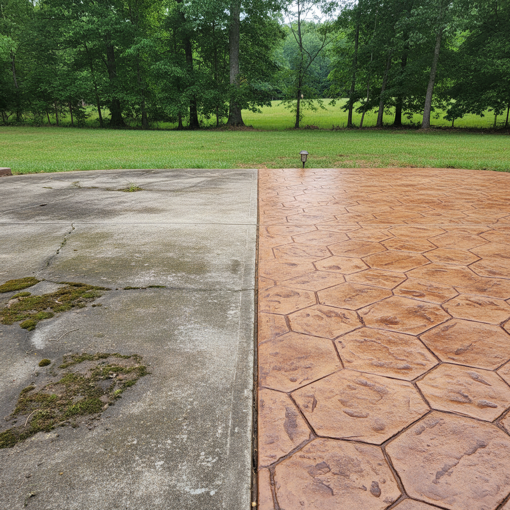 Completed stamped concrete work at a residential property in Sevierville, TN